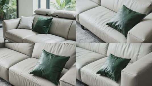 室内米色沙发及抱枕素材高清在线视频素材下载