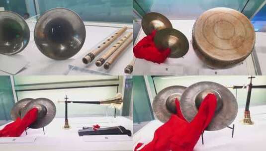 合集传统民间民乐乐器敲锣打鼓锣高清在线视频素材下载