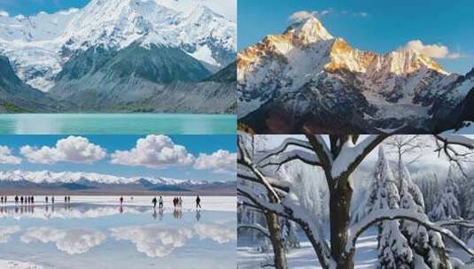 雪山全景自然风光高清在线视频素材下载