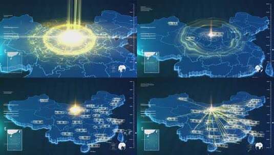 宁夏辐射地图高清AE视频素材下载