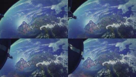 卫星穿越云层地球俯冲高清AE视频素材下载