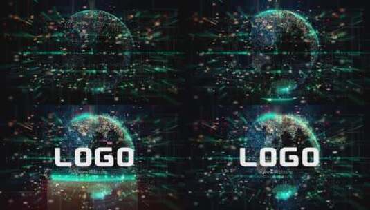 科技感LOGO地球扫描数字片头AE模板高清AE视频素材下载