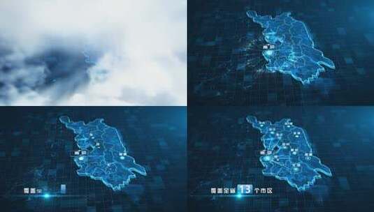 江苏省科技地图区位AE模板高清AE视频素材下载