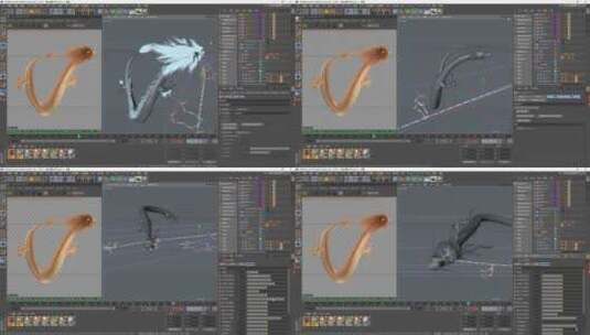 C4D金龙模型已绑骨骼权重OC渲染高清AE视频素材下载