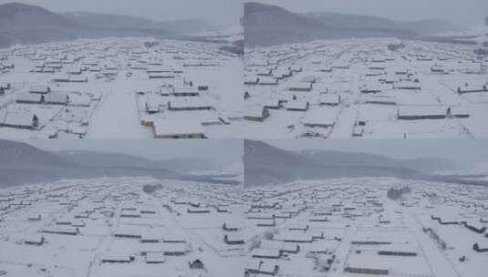 新疆 禾木 雪屋 航拍 冬季高清在线视频素材下载