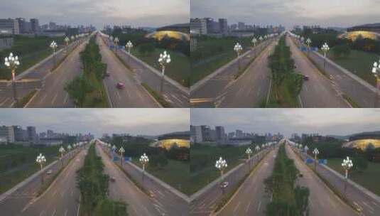 武汉高新大道，夜景平视直推镜头高清在线视频素材下载