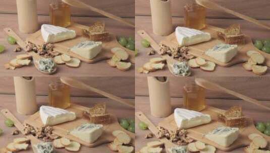 木板上的蓝色奶酪高清在线视频素材下载