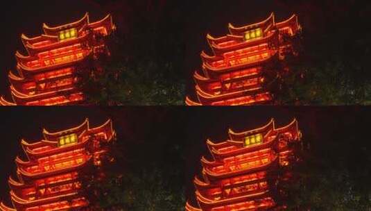 武汉标志建筑黄鹤楼夜景高清在线视频素材下载