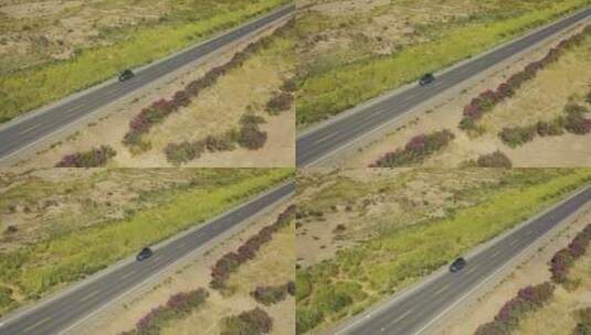 新疆库车荒野无人区公路汽车自驾游旅行高清在线视频素材下载