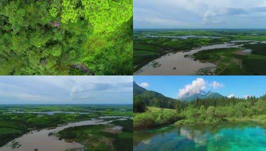 森林植物绿色水资源航拍绿水青山 (4)高清在线视频素材下载