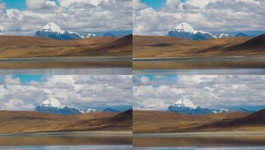 西藏阿里拉昂错措湖泊冈仁波齐自然风光延时高清在线视频素材下载