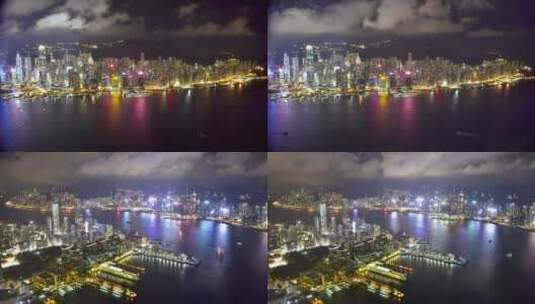 俯拍香港夜景高清在线视频素材下载