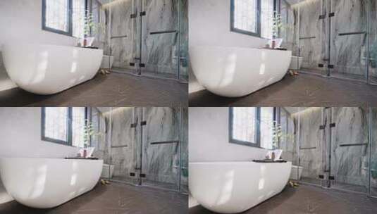 现代简约卫生间大浴缸高清在线视频素材下载