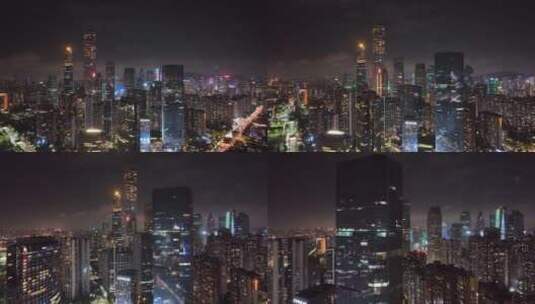 广州新城夜景航拍高清在线视频素材下载