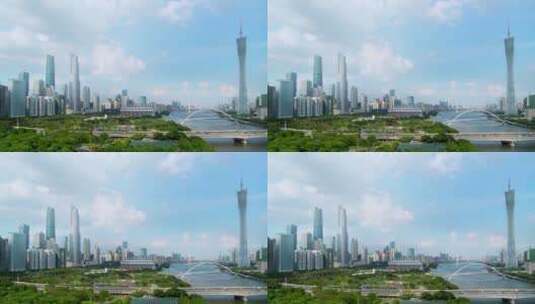 广州城市二沙岛绿色城市珠江新城海心桥高清在线视频素材下载