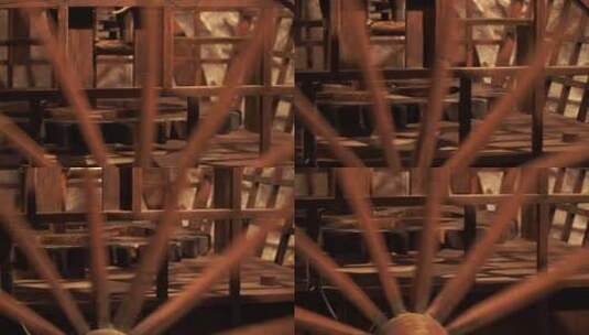 汉代马车古代战车敲鼓机械结构高清在线视频素材下载