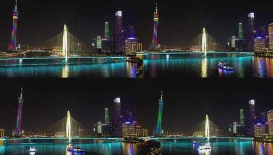 4K航拍广州地标城市群夜景4高清在线视频素材下载