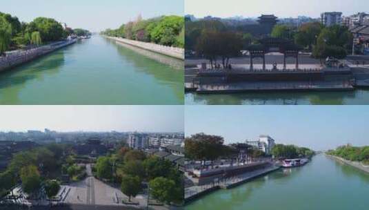 扬州市古运河-东关古渡-航拍高清在线视频素材下载