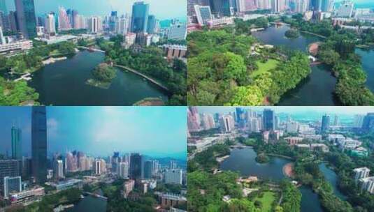 深圳荔枝公园及周边航拍高清在线视频素材下载
