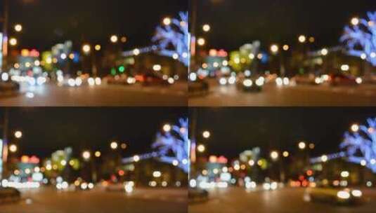 城市的灯光在街道上失去了焦点高清在线视频素材下载