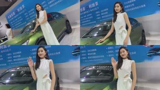 山东济南国际车展，豪车车模亮相高清在线视频素材下载