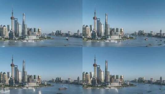 上海黄浦江两岸的城市景观延时摄影视频高清在线视频素材下载