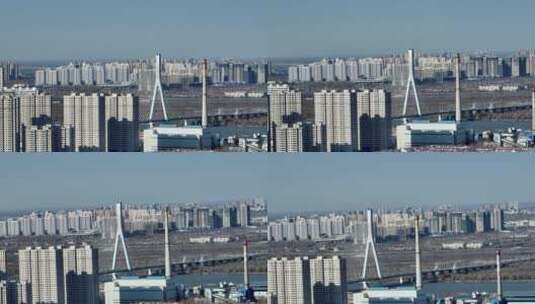 哈尔滨地标长江大桥航拍高清在线视频素材下载