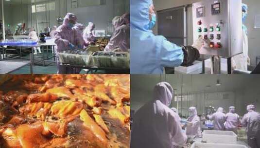 现代化工厂生产卤肉高清在线视频素材下载