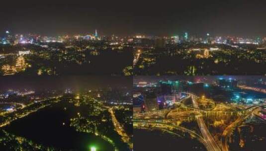 合集山东济南城市夜景灯光航拍移动延时高清在线视频素材下载