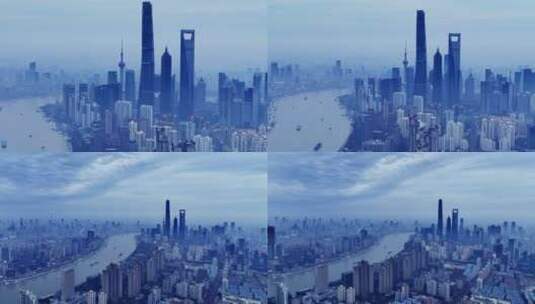 上海三件套航拍高清在线视频素材下载