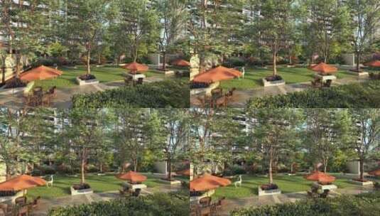住宅小区草坪露营景观动画高清在线视频素材下载