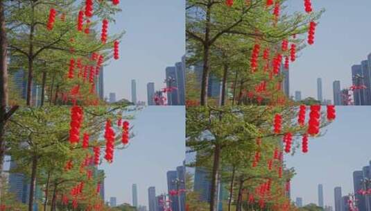 城市新年春节装饰节日气氛高清在线视频素材下载