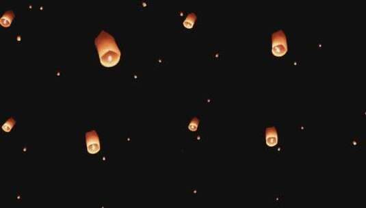 在元宵节放孔明灯飞行蜡烛高清在线视频素材下载