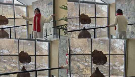 济南南部山区，石头建筑里高端民宿体验高清在线视频素材下载