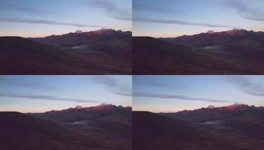 川西雪山日落日照金山航拍高清在线视频素材下载