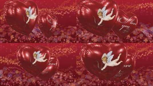 红色心形气球情人节七夕婚庆生日背景素材高清在线视频素材下载