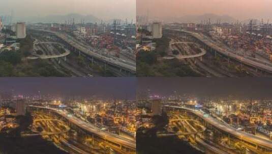 香港快速路高架桥夜景车水马龙高清在线视频素材下载