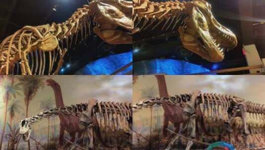 恐龙化石标本骨架自然博物馆高清在线视频素材下载