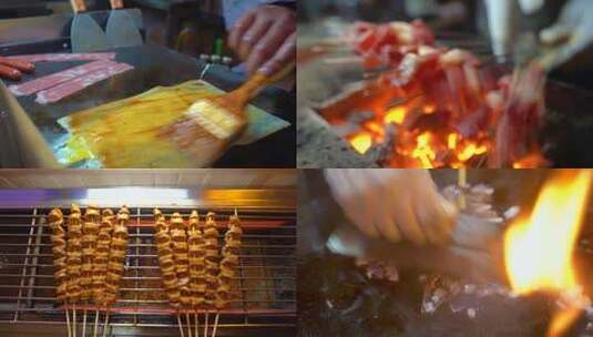 美食小吃烧烤夜市高清在线视频素材下载