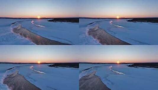 寒冬不冻河雪景视频素材高清在线视频素材下载