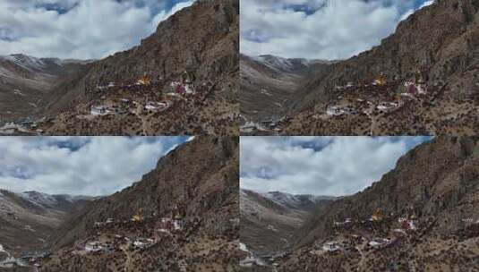 航拍西藏拉萨藏传佛教寺庙扎叶巴寺高清在线视频素材下载