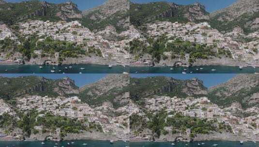 陡峭的岩石悬崖上的村落高清在线视频素材下载