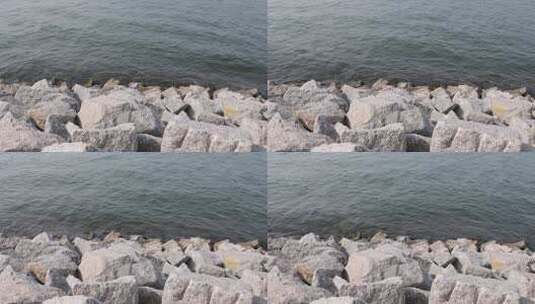海岸大海堤坝石头高清在线视频素材下载