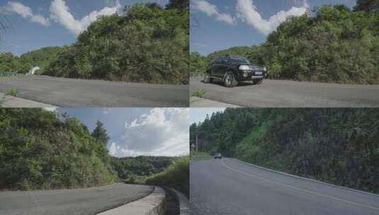 h汽车驶过山间弯路高清在线视频素材下载