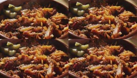 肉馅卷心菜番茄酱传统匈牙利自制食品高清在线视频素材下载