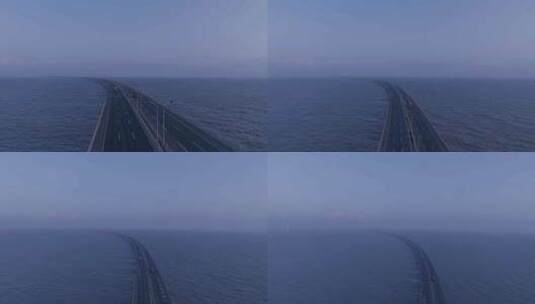 跨海大桥卡车航拍高清在线视频素材下载