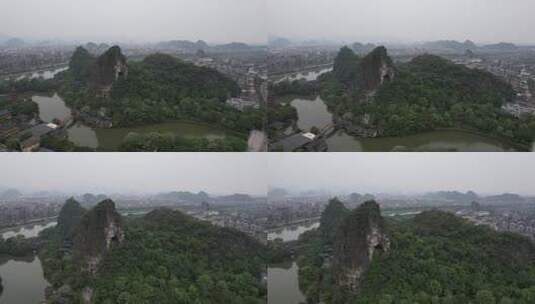 广西桂林两江四湖5A景区航拍高清在线视频素材下载