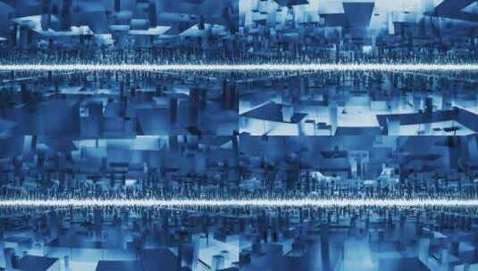 蓝色科技感方块隧道3D渲染高清在线视频素材下载
