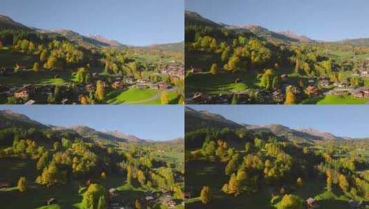 鸟瞰美丽森林村庄高清在线视频素材下载