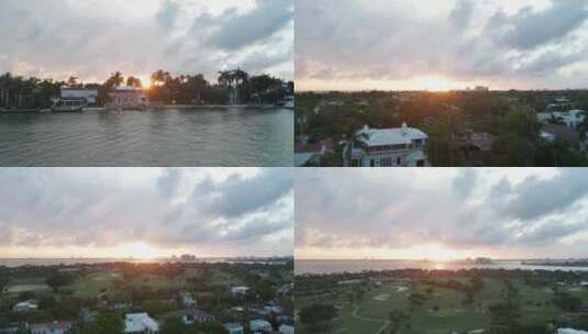 海边城镇的日落高清在线视频素材下载